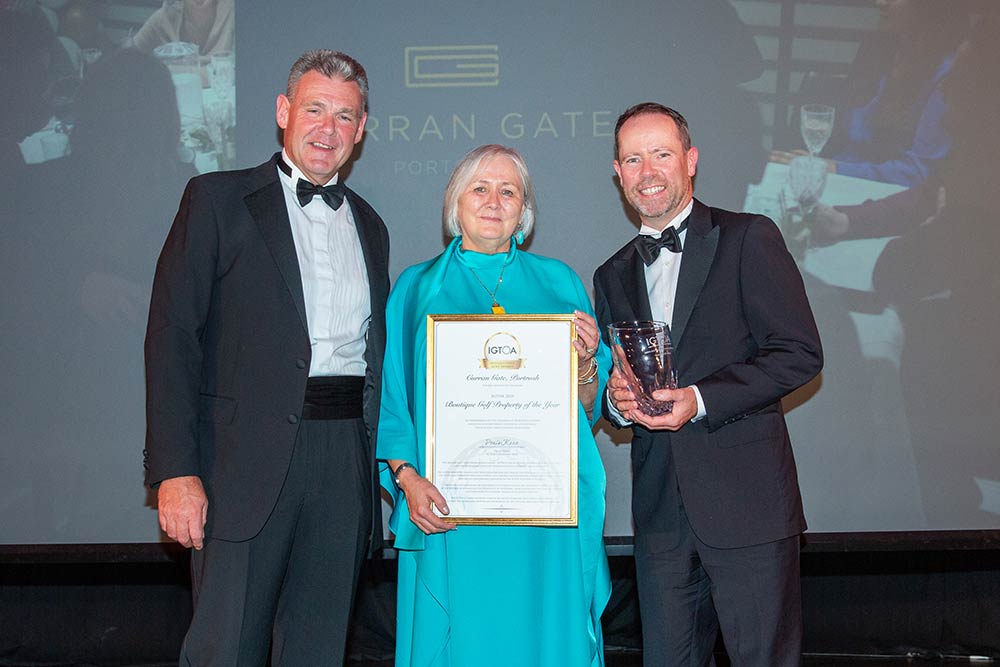 <strong>2023 IGTOA Boutique Golf Property of the Year - Curran Gate</strong><br />Accepting the Award: Deirdre Devine.<br />Presented by: IGTOA Member Sean Clancy Sullivan Golf Travel & IGTOA, & Sponsor David Morgan Royal County Down Golf Club.