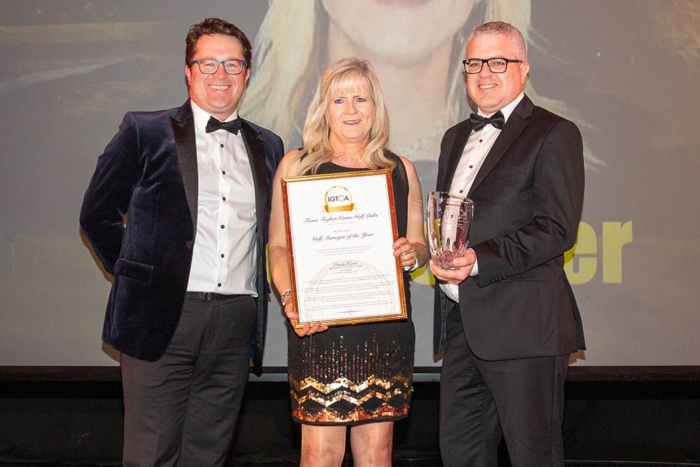 <strong>2023 IGTOA Golf Manager of the Year - Fiona Togher, Carne Golf Links</strong><br />Presented by: IGTOA Member Tom Kennedy, Experience Ireland Golf & Travel and IGTOA Sponsor John Shortt, Irish Golfer.